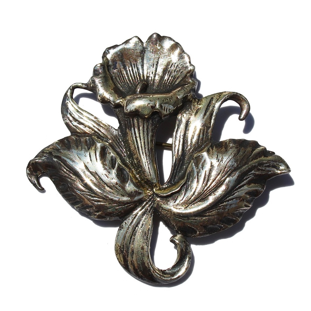 Vintage Sterling Silver Calla Lily Brooch Estate
